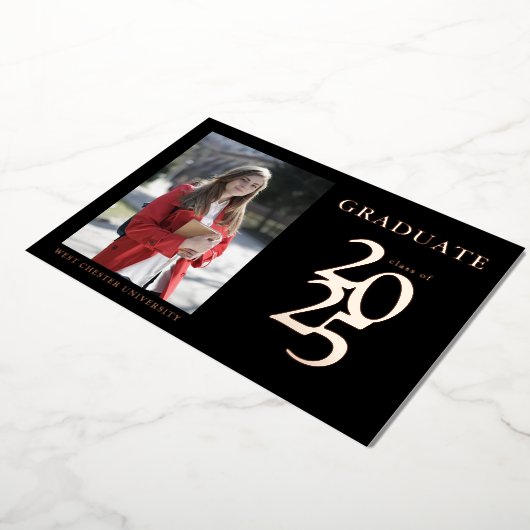 Elegantes Foto Black 2025 Graduation Party Folieneinladung (Gedreht)