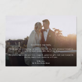 Elegantes Foto Black Gold-Hochzeit Dankeschön-Kart Folieneinladung (Rückseite)