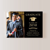 Elegantes Foto Black Gold Uni-Abschluss Ankündigung