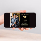 Elegantes Foto Black Gold Uni-Abschluß Party Einladung