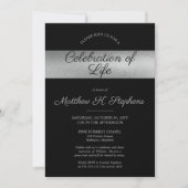 Elegantes Foto Black | Silver Celebration of Life Einladung (Vorderseite)