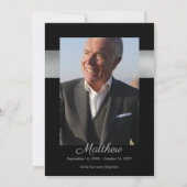Elegantes Foto Black | Silver Celebration of Life Einladung (Rückseite)