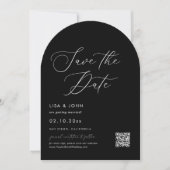 Elegantes Foto Black Wedding Save the Date Curved Einladung (Vorderseite)