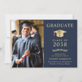 Elegantes Foto Blaue Goldmedaille Uni-Abschluß Ankündigung (Vorderseite)