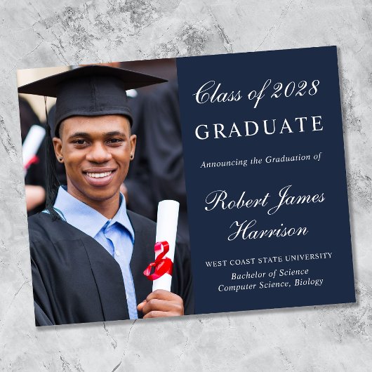 Elegantes Foto Blue Abschluss Ankündigung