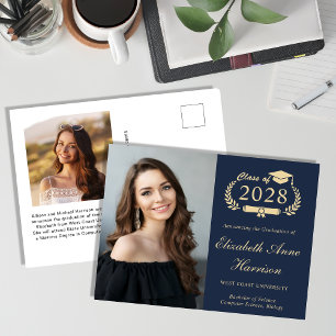 Elegantes Foto Blue Abschluss Postkarte