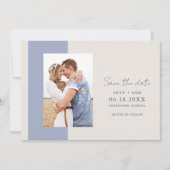 Elegantes Foto Blue Beach Wedding Save The Date (Vorderseite)