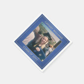 Elegantes Foto Blue & Gold Moderne Graduiertenpart Serviette (Ecke)