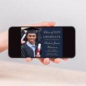 Elegantes Foto Blue Uni-Abschluss Party Einladung