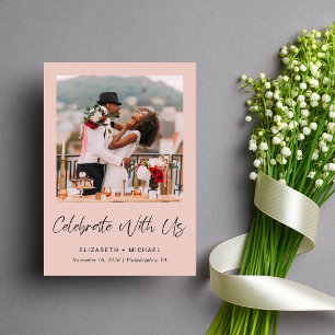 Elegantes Foto Blush Hochzeitsempfang Einladung