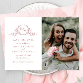 Elegantes Foto Blush Pink Monogram Wedding Save The Date