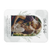 Elegantes Foto-Bogenskript Hochzeit Speichern Sie  Magnet (Horizontal)