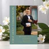 Elegantes Foto Boy First Communion Folieneinladung