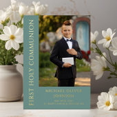 Elegantes Foto Boy First Communion Folieneinladung