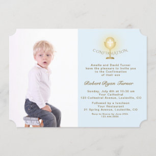 Elegantes Foto Boy Gold Chalice Bestätigung Einladung
