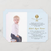 Elegantes Foto Boy Gold Chalice Einladung (Vorne/Hinten)