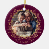 Elegantes Foto Burgund Keramik Ornament (Vorne)