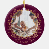 Elegantes Foto Burgund Keramik Ornament (Hinten)