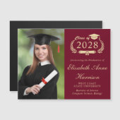 Elegantes Foto Burgundy Uni-Abschluss Magnet (Vorne/Hinten)