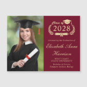 Elegantes Foto Burgundy Uni-Abschluss Magnet (Vorderseite)