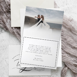 Elegantes Foto Calligraphy Wedding Dankeskarte