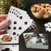 Elegantes Foto Calligraphy Wedding Sage Green Spielkarten (In Situ)