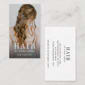 Elegantes Foto Cascading Haar Stylist Visitenkarte (Vorne/Hinten)