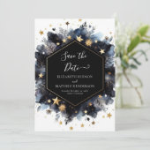 Elegantes Foto Celestial Wedding Save The Date (Stehend Vorderseite)