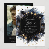 Elegantes Foto Celestial Wedding Save The Date (Vorne/Hinten)