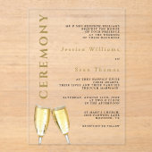 Elegantes Foto Champagne Hochzeit Acryleinladungen (Vorderseite)