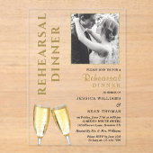 Elegantes Foto Champagne Probe Dinner Acryleinladungen (Vorderseite)