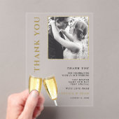 Elegantes Foto Champagne Wedding Vielen Dank Acryleinladungen (Insitu (Handheld))