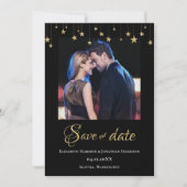 Elegantes Foto Chic Black Gold Stars Formal Save The Date (Vorderseite)