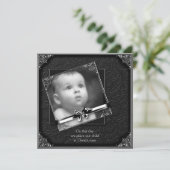 Elegantes Foto Christening Einladung (Stehend Vorderseite)