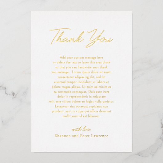 Elegantes Foto Classic Wedding Dankeschön Card Folieneinladung (Vorderseite)