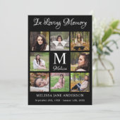 Elegantes Foto Collage Beileid Gedenkfeier Beerdig Dankeskarte (Stehend Vorderseite)