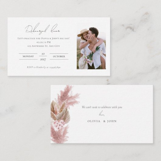 Elegantes Foto Collage Probe Abendessen Begleitkarte (Vorne/Hinten)