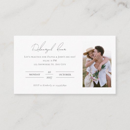 Elegantes Foto Collage Probe Abendessen Begleitkarte (Vorderseite)