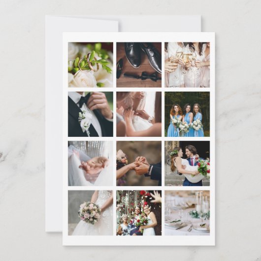 Elegantes Foto Collage Wedding Gold Script Dankeskarte (Vorderseite)