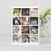 Elegantes Foto Collage Wedding Gold Script Dankeskarte (Stehend Vorderseite)