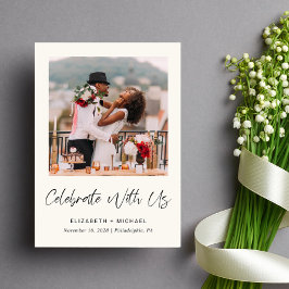 Elegantes Foto Cream Hochzeitsempfang Ankündigung