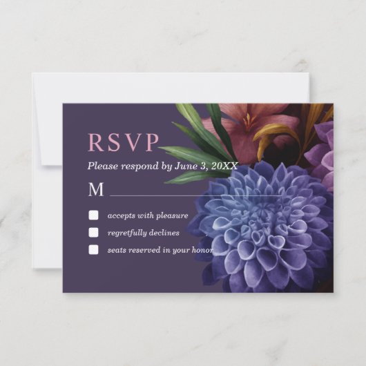 Elegantes Foto Dahlia Minimalistisch Wedding RSVP Dankeskarte (Vorderseite)