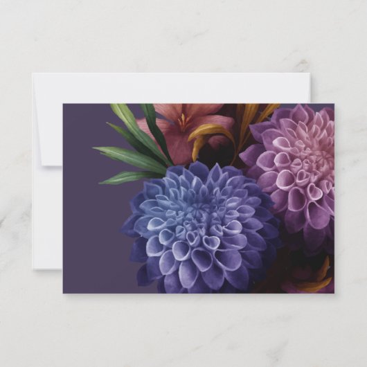 Elegantes Foto Dahlia Minimalistisch Wedding RSVP Dankeskarte (Rückseite)