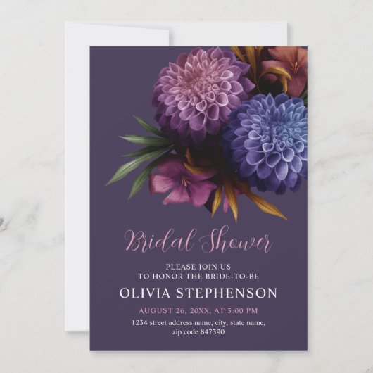 Elegantes Foto Dahlia Minimalistisches Brautparty Einladung (Vorderseite)