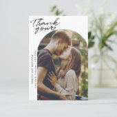 Elegantes Foto der Modernen Kunst Hochzeit Dankeskarte (Stehend Vorderseite)