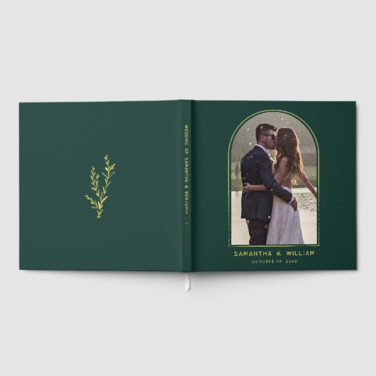 Elegantes Foto der Modernen Kunst Hochzeit Gästebuch (Voll)