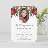 Elegantes Foto der Rote Rose im Gedächtnis Einladung (Stehend Vorderseite)
