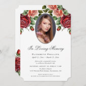 Elegantes Foto der Rote Rose im Gedächtnis Einladung (Vorne/Hinten)