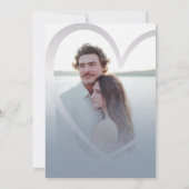 Elegantes Foto Dusty Blue & Silver Heart Wedding Einladung (Rückseite)