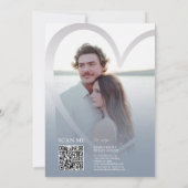 Elegantes Foto Dusty Blue & Silver Heart Wedding Einladung (Rückseite)